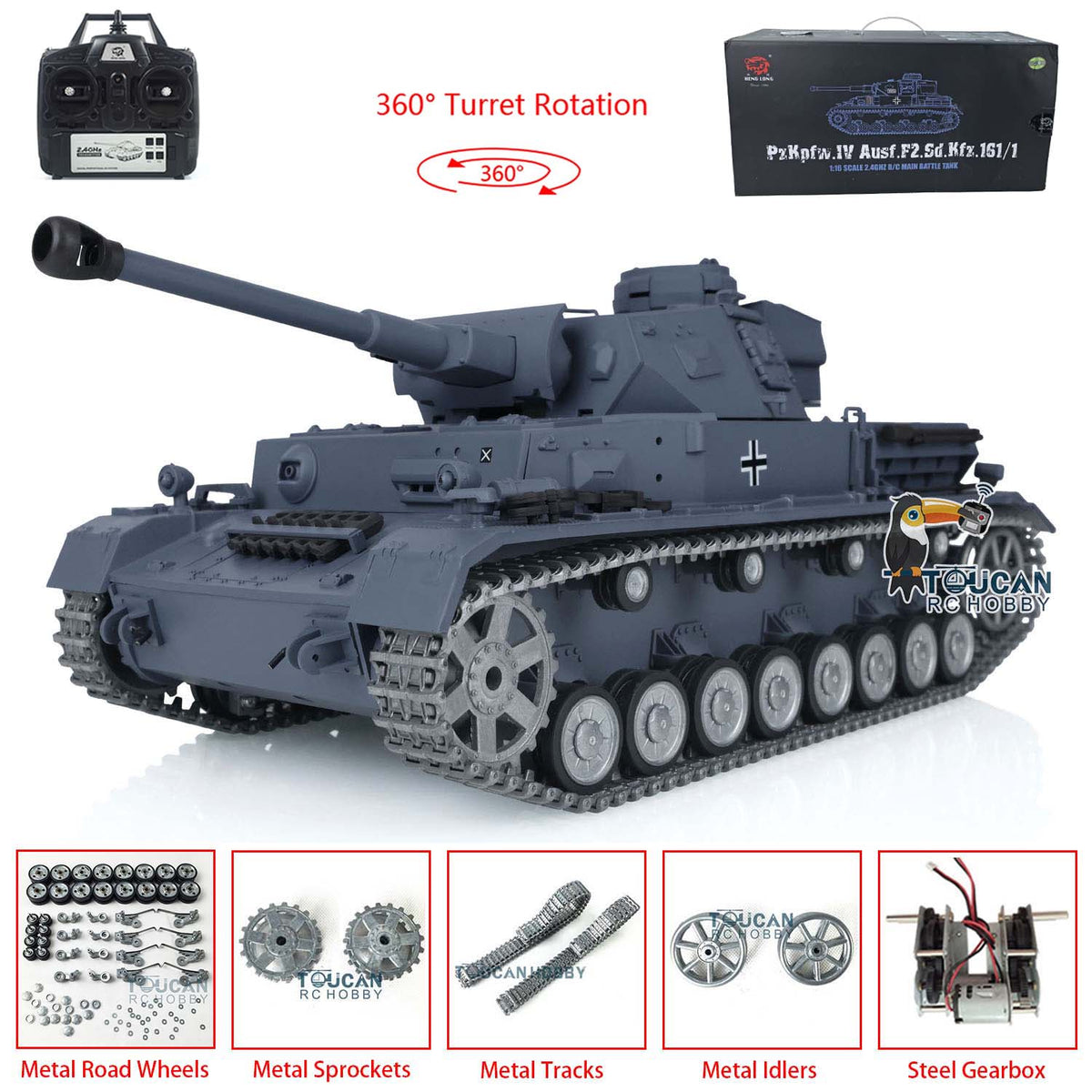 2.4Ghz Henglong 1/16 TK7.0 Customized Ver Panzer IV F2 RTR RC BB IR Ta –  toucanhobby