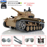 2.4Ghz Henglong 1/16 Scale TK7.0 Upgraded FPV Panzer III H Metal Version RTR RC Model Tank 3849 360 Turret FPV Tracks Idlers