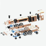 TECHING Aluminium Alloy Electric Steam Train DIY Machinery Model Building Accessory Kits Works of Art Unassembled 300*77*125MM