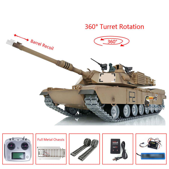2.4Ghz Heng Long 1/16 Full Metal Chassis Ready To Run Radio Controlled IR TK16 Tank 3918 M1A2 Abrams Open Fire Smoking Flash 360