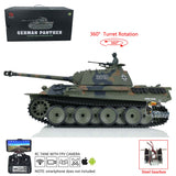 1/16 Henglong TK7.0 Plastic Version Panther Remote Controlled BB IR Tank Model 3819 W/ 360 Turret FPV Steel Gearbox Sound Smoke