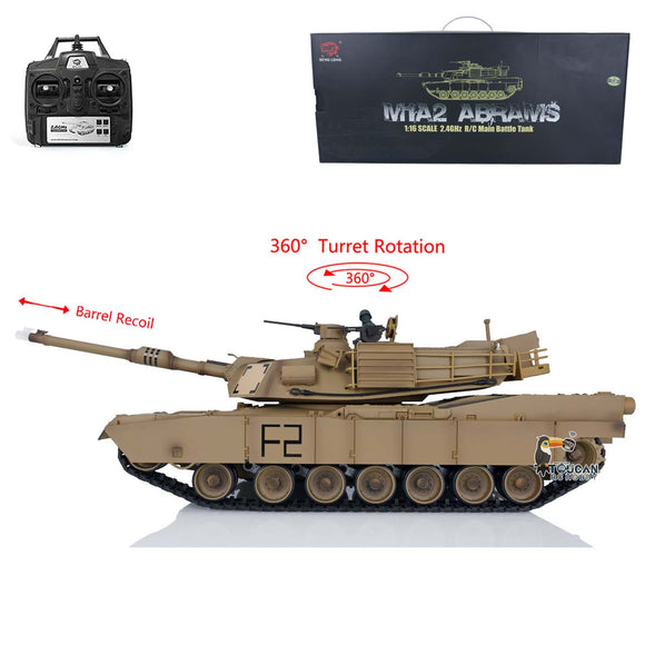 1/16 Scale TK7.0 Plastic Henglong M1A2 Abrams Remote Controlled Ready To Run Tank 3918 W/ 360 Turret Barrel Recoil Sprockets