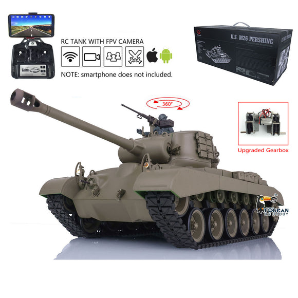 2.4GHz Henglong FPV 1/16 Scale TK7.0 Plastic Version M26 Ready To Run Remote Controlled Tank Model 3838 360 Turret Steel Gearbox