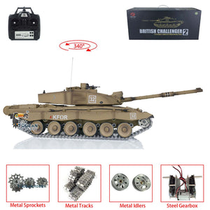 2.4G Henglong 1/16 TK7.0 Challenger II Ready To Run Radio Controlled BB IR Tank 3908 Metal Tracks Sprockets Idlers Smoke Sound