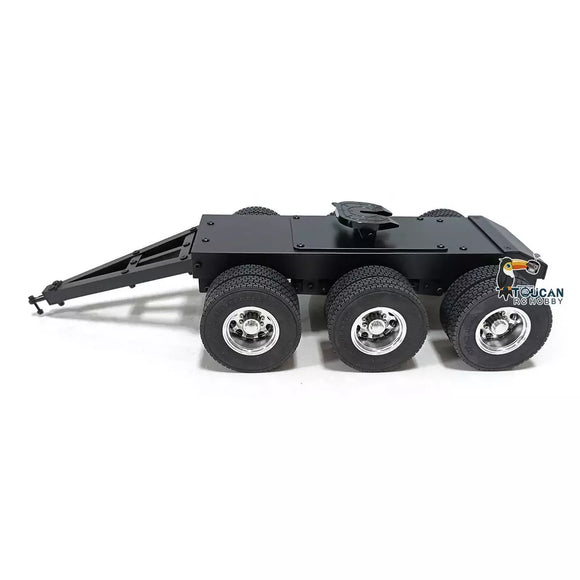 Metal 1/14 3-Axle Trailer with Fifth-wheel Traction for RC Truck Loader Tractor Excavator Lesu Tamiya Construction Vehicle