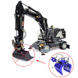 EC380 1/14 RC Hydraulic Excavator Wheeled Construction Vehicle 3-arm Remote Control Diggers Model Grab Tiltable Clamshell Bucket