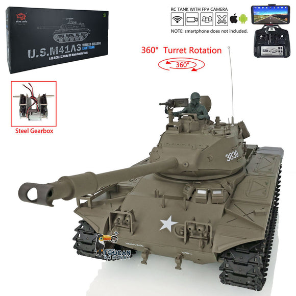 2.4Ghz Henglong 1/16 TK7.0 Plastic Version Walker Bulldog Remote Controlled Model Tank 3839 with 360 Turret Gearbox Smoke FPV