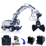 1/14 3-arms RC Hydraulic Excavator R946 Wheeled Metal Remote Control Digger Hobby Model Grab Ripper Tiltable Clamshell Bucket