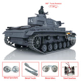 1/16 Scale TK7.0 Upgraded 2.4Ghz Henglong Panzer III L Mental Version RTR RC Tank Model 3848 with 360 Turret Smoke Sound BB IR