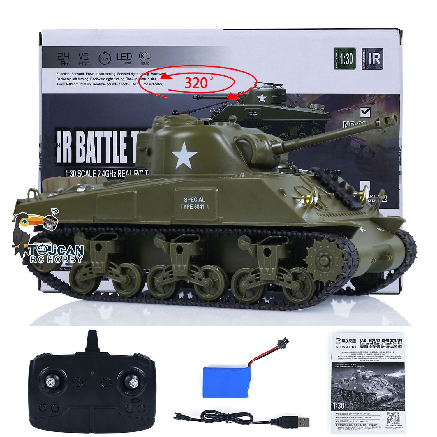 HengLong 1/30 Pershing M26 3841-02 2.4G RC Battle Tank Radio Control P –  toucanhobby