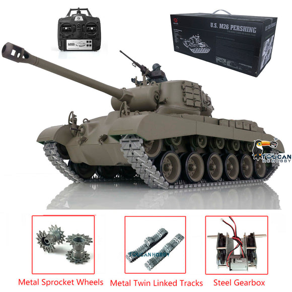 2.4GHz Henglong 1/16 Scale TK7.0 Upgraded Mental Version M26 Pershing Raedy To Run RC Tank Model 3838 Metal Sprcokets Idlers