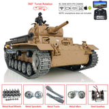 2.4Ghz Henglong 1/16 Scale TK7.0 Customized Version Panzer III H BB IR RTR RC Tank Model 3849 Metal Track Wheels Sound Smoke FPV