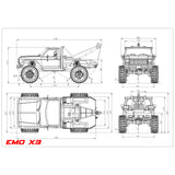 CROSSRC EMO X3 4WD 1/8 RC Rescue Towing Car 4x4 Remote Control Crawler Car Model Brushed Motor ESC X10 Radio Differential Lock