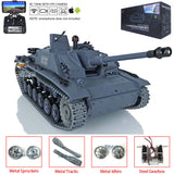 2.4Ghz Henglong 1/16 Tk7.0 Upgraded FPV German Stug III RTR Remote Controlled BB IR Tank 3868 Metal Tracks Sprockets Idlers Smoke