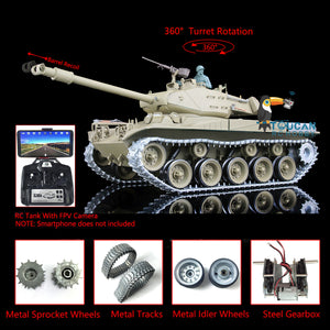 1/16 Scale TK7.0 Upgraded Henglong Metal Version Walker Bulldog RTR RC Tank 3839 360 Turret Barrel Recoil FPV Sprockets Idlers