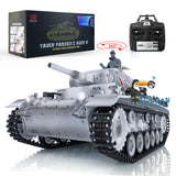 2.4Ghz Henglong 1/16 Scale TK7.0 Plastic Version German Panzer III H RTR RC Model Tank 3849 360 Turret Tracks Sprockets Idlers