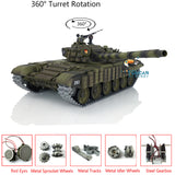 1:16 TK7.0 Henglong Soviet T72 Remote Controlled Ready To Run Tank 3939 360 Turret Red Eyes Armor Metal Tracks Sprockets Idlers