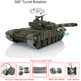 Henglong Remote Controlled Ready To Run 1:16 TK7.0 Russian T72 BB IR Tank 3939 Red Eyes Toys Metal Tracks Sprockets Idlers