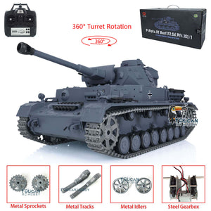 1/16 Scale TK7.0 Upgraded 2.4Ghz Henglong Panzer IV F2 Ready To Run Remote Controlled Tank 3859 W/ 360 Turret Tracks Sprockets