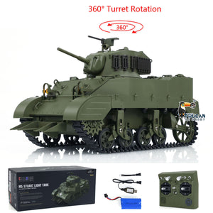 1/16 Scale RTR Tank US Stuart M5A1 British VI Light Tank High Speed Sound Lights Barrel Recoils With LED Light Flash