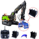 1/14 EC380 RC Excavator Hydraulic Tracked 3 Arms Remote Control Digger Model Assembled W/ Leveling Bucket Loosener Transmitter