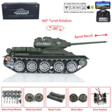 1/16 TK7.0 Henglong Soviet T34-85 Radio Controlled Ready To Run Tank 3909 W/ 360 Turret Metal Road Wheels Barrel Recoil FPV