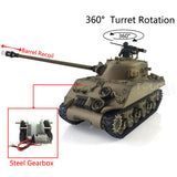 Henglong 1/16 TK7.0 Plastic USA M4A3 Sherman 360 Turret Barrel Recoil Remote Controlled Ready To Run Tank 3898 Tracks Sprockets