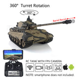 1/16 Scale TK7.0 Henglong FPV Barrel Recoil King Tiger RC RTR Tank 3888A 360 Turret Metal Tracks Sprockets Idlers Wheels