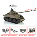 Henglong 1/16 TK7.0 M4A3 Sherman Radio Controlled Ready To Run Tank 3898 Barrel Recoil Metal Tracks Sprockets Idlers Smoke Sound