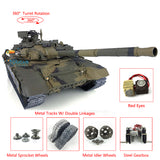 1/16 Scale TK7.0 2.4Ghz Henglong Russian T90 RTR RC Tank 3938 W/ 360 Turret Red Eyes Metal Tracks Sprockets Idlers Smoke