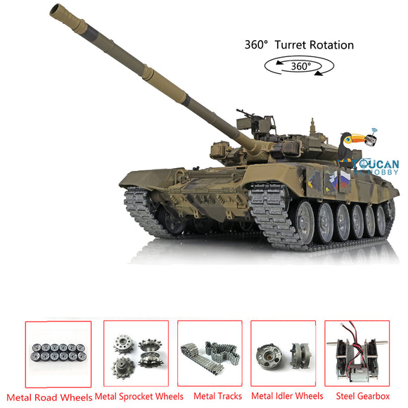 2.4Ghz Henglong 1/16 Scale TK7.0 Customized Russian T90 Radio Controlled Ready To Run Tank 3938 W/ 360 Turret Metal Road Wheels