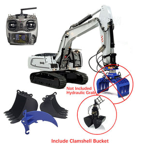 1/14 946 RC Cars Model 9CH Metal Tracked Remote Control Hydraulic Excavator Clamshell Bucket Ripper Pump Valve