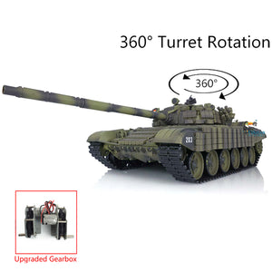 1/16 Heng Long Radio Controlled Ready To Run Tank T72 TK7.0 Plastic 3939 W/ 360 Turret Steel Gearbox Armor Part Smoke Sound