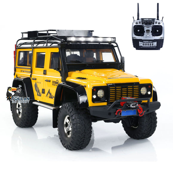 1/10 Crawler Racing Car Yellow 4x4 Off-road RC RIR Climbing Vehicle P411 Lights Sound Smoking Winch ESC 540 Brushed Motor Servo