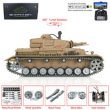 1/16 TK7.0 Customized Version 2.4Ghz Henglong German Panzer IV F BB IR RTR RC Tank Model FPV 3858 Metal Tracks Wheel Smoke Sound