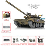 Customized Ver Henglong 1/16 TK7.0 Russian T90 Ready To Run Remote Controlled Tank 3938 W/ 360 Metal Road Wheels Red Eyes