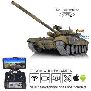 Customized Ver Henglong 1/16 TK7.0 Russian T90 Remote Controlled Ready To Run Tank 3938 W/ 360 Turret Metal Road Wheels FPV