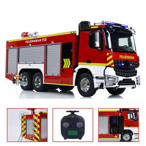 1/14 RC Fire Vehicles 6x4 Remote Control Fire Fighting Truck 3-speed Gearbox Lighting and Sound System Assembled Painted