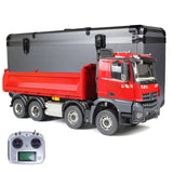 1/14 8x8 RC Hydraulic Dump Truck Metal Radio Control Tipper Car Sounds Lights PNP Painted Assembled Model ESC Servo