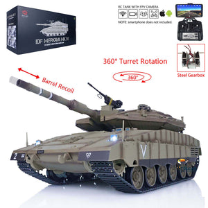 Henglong 3958 1/16 RC Tanks IDF Merkava MK IV Standard Edition FPV Camera Barrel Recoil Radio Battery RTR Toys Models