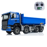 1:14 RC Hydraulic Roll-on Dump Truck 8x8 Radio Control Tipper Car Sounds Lights 3-speed Transmission Differential Lock Axles