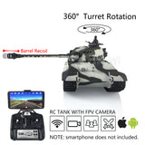 1/16 Scale TK7.0 Henglong FPV Barrel Recoil King Tiger RC RTR Tank 3888A 360 Turret Metal Tracks Sprockets Idlers Wheels