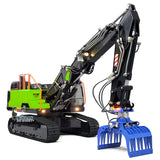 1/14 EC380 3 Arms RC Hydraulic Excavator Tracked Assembled Painted Digger Model W/ Hydraulic Clamp Buckets Ripper Transmitter