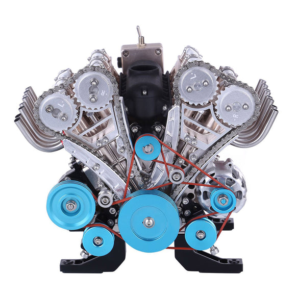 CN Stock Second-hand 99%New TECHING 500+Pcs V8 Engine Building Kit 8 Cylinder Metal Machinery Assembly Model