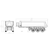 Metal 1/14 3 Axles Unpainted Assembled Hydraulic RC Dump Trailer for Remote Control Tractor Trucks Servo ESC Motor DIY Car