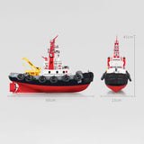 Heng Long 2.4G RC Boat Fire Fighting Remote Controlled Water Spray Ship Simulation Model Assembled and Painted 60x23x45CM