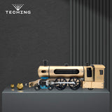 TECHING Aluminium Alloy Electric Steam Train DIY Machinery Model Building Accessory Kits Works of Art Unassembled 300*77*125MM