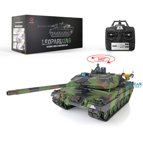2.4Ghz Henglong 1/16 Scale TK7.0 Plastic Ver Leopard2A6 Ready To Run Remote Controlled Tank Model 3889 Tracks Sprockets Idlers