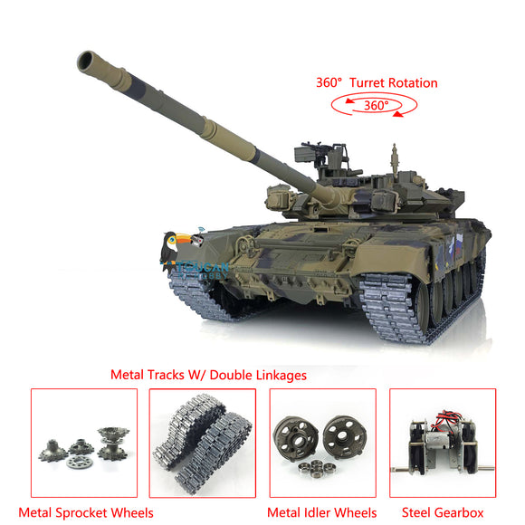 Henglong 1/16 Scale TK7.0 Russian T90 Remote Controlled Ready To Run Tank 3938 W/ 360 Turret Metal Tracks Sprockets Idlers