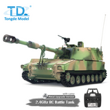 Tongde 1/16 Scale M109A2 RC Military Tank Self-propelled Howitze Metal Wheels LED Lights Smoke Generator Simulated Sound Effects